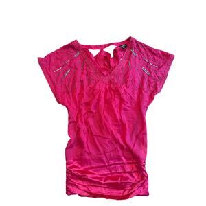 NWT Bebe Vintage Pink Beaded Kimono Top S